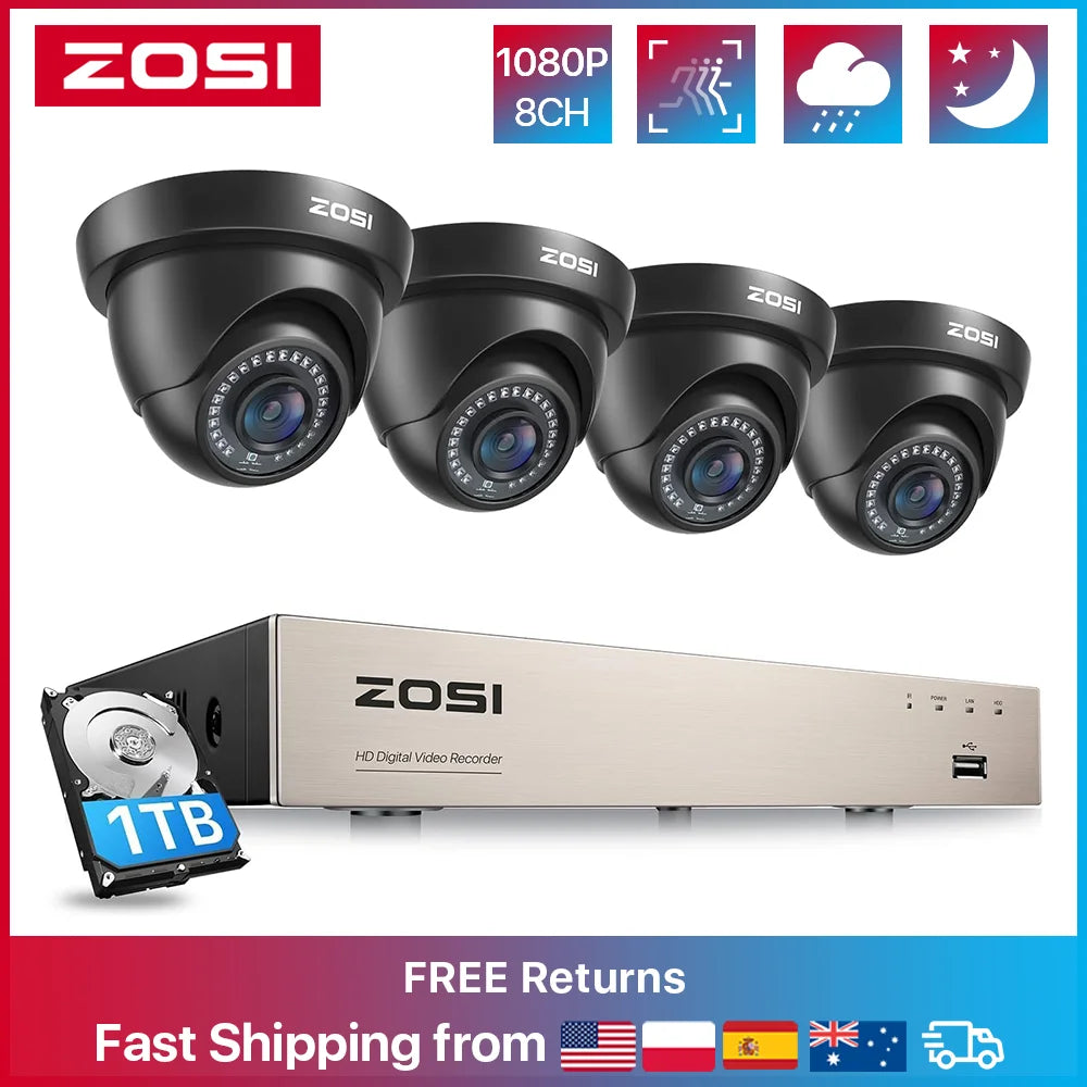 ZOSI 8-Channel H265 5MP Lite DVR System With 4 Cameras