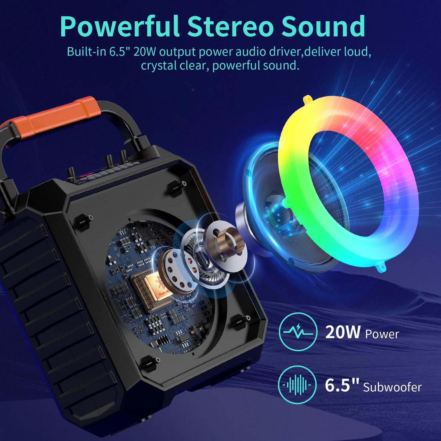 FanFun T17T Wireless Bluetooth Karaoke Speaker System With 2 Microphones