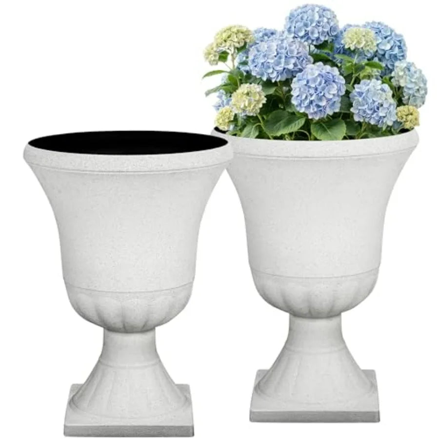 Outdoor Plastic Urn Planters Set of 2 Porch and Patio