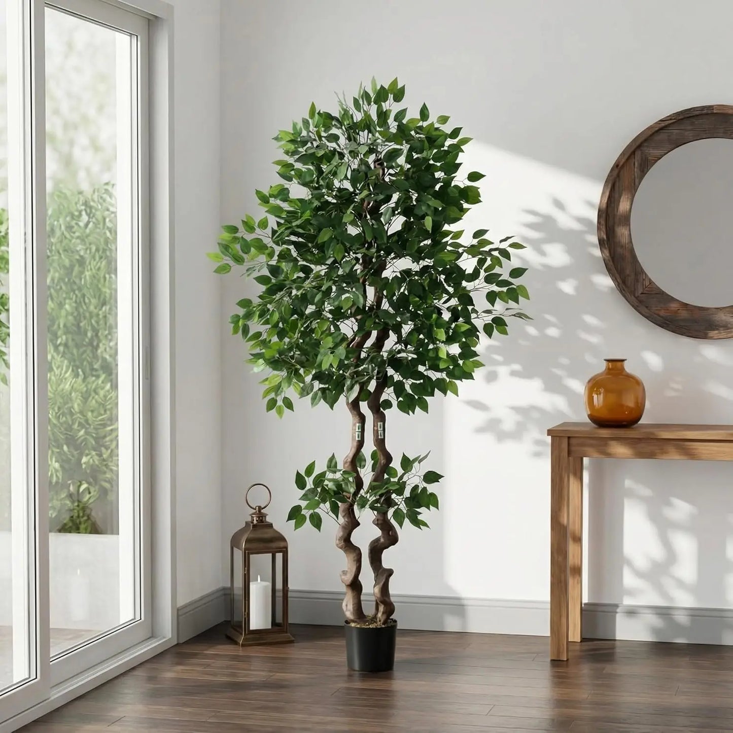 HiMISS Artificial Ficus Tree Faux Floor Plant For Indoor Decor