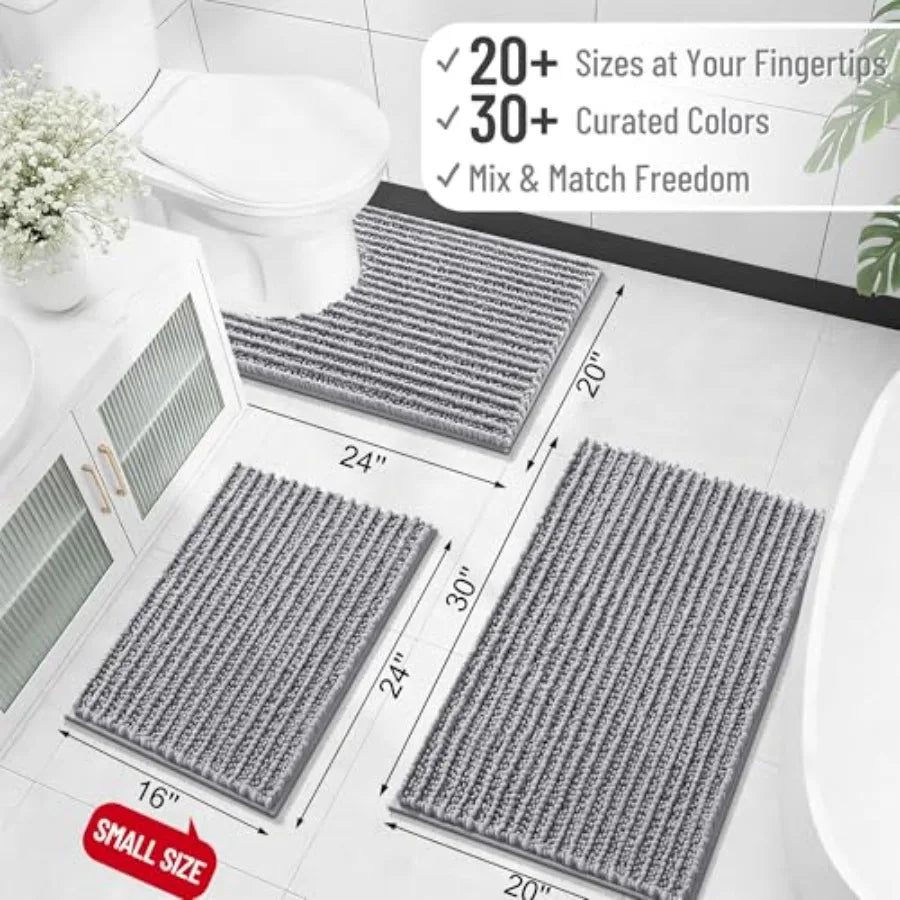 Soft Thick Chenille Non Slip Bath Rug Mat Machine Washable