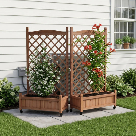 Raised Garden Bed With Trellis 2 Pack Outdoor Planter Boxes