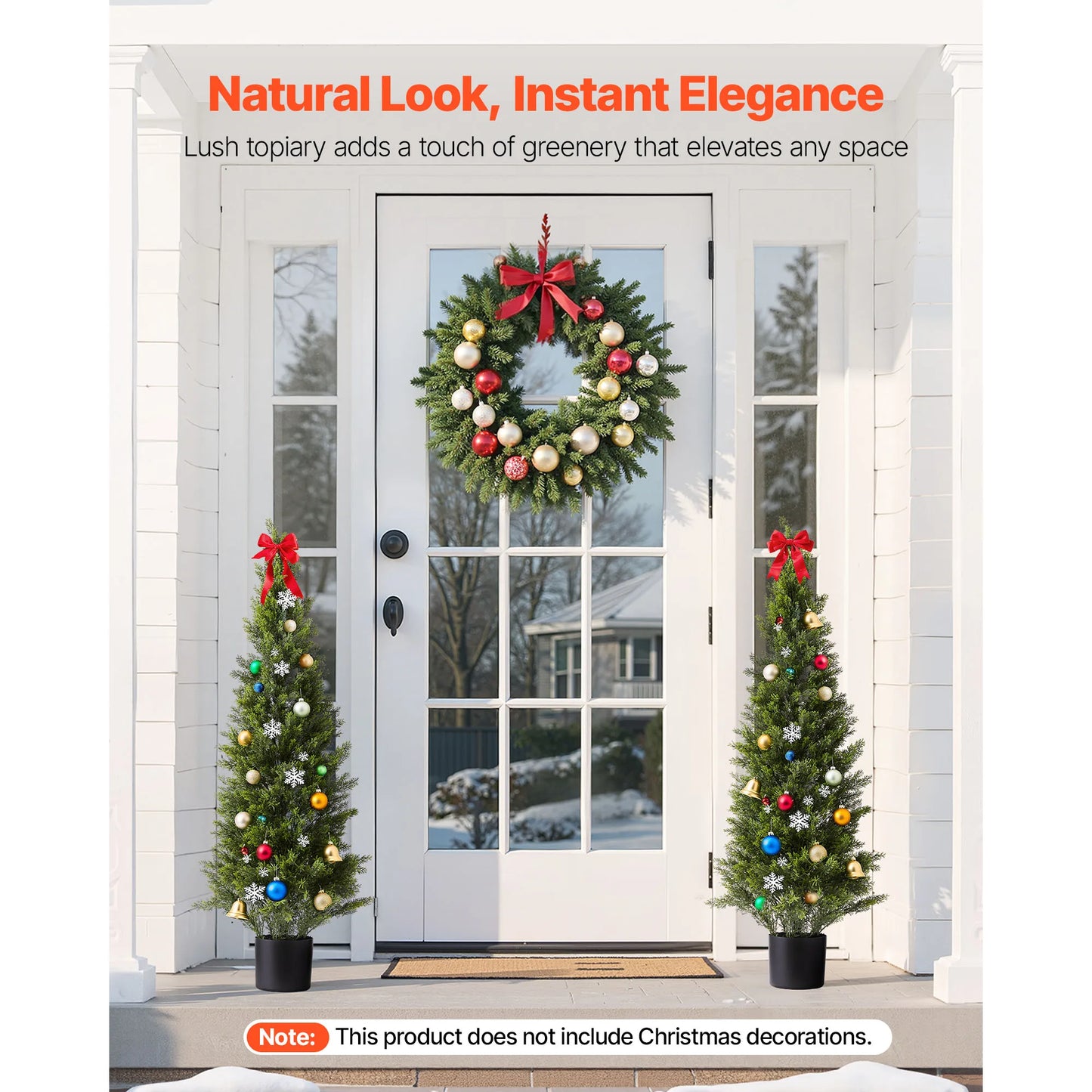 SucceBuy Artificial Topiary Cedar Trees Set For Home Decor