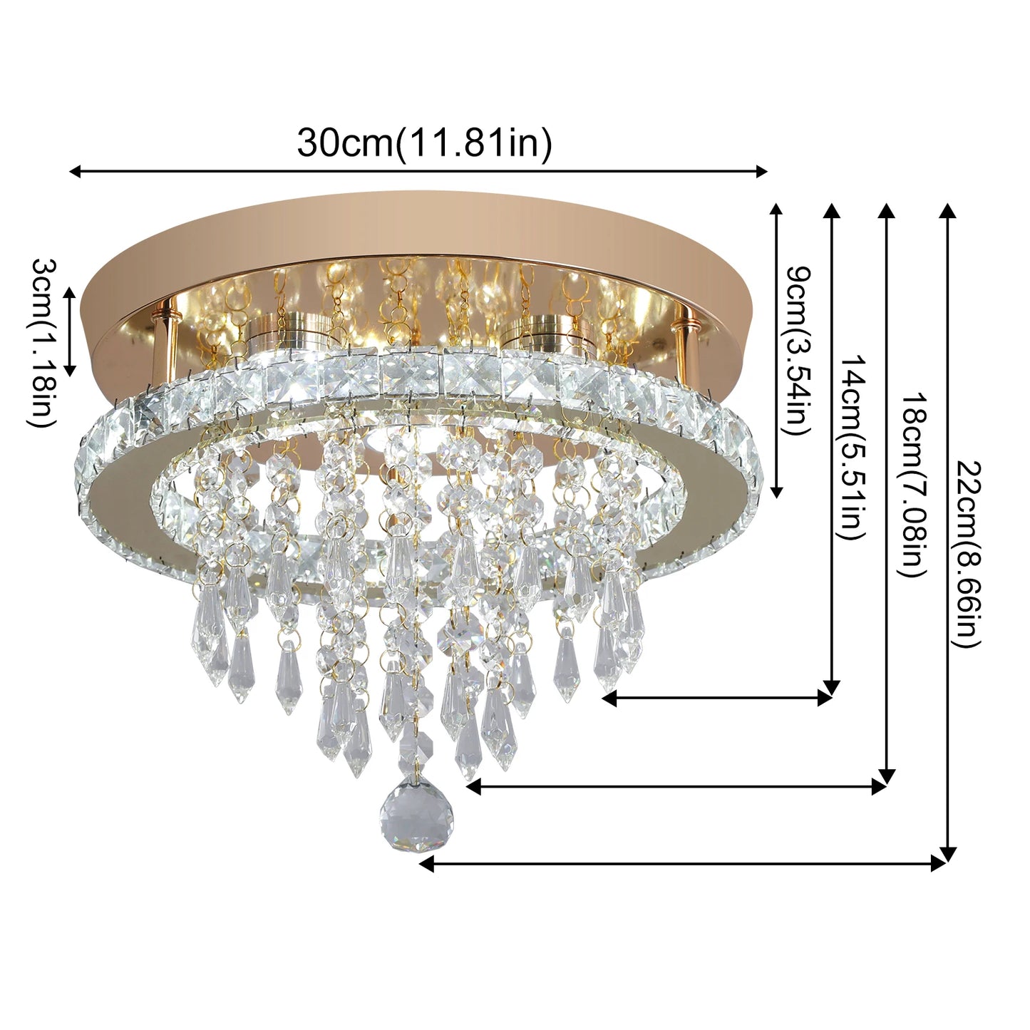 GreeLustr Luxury Crystal Chandelier Modern Gold Led Ceiling Light