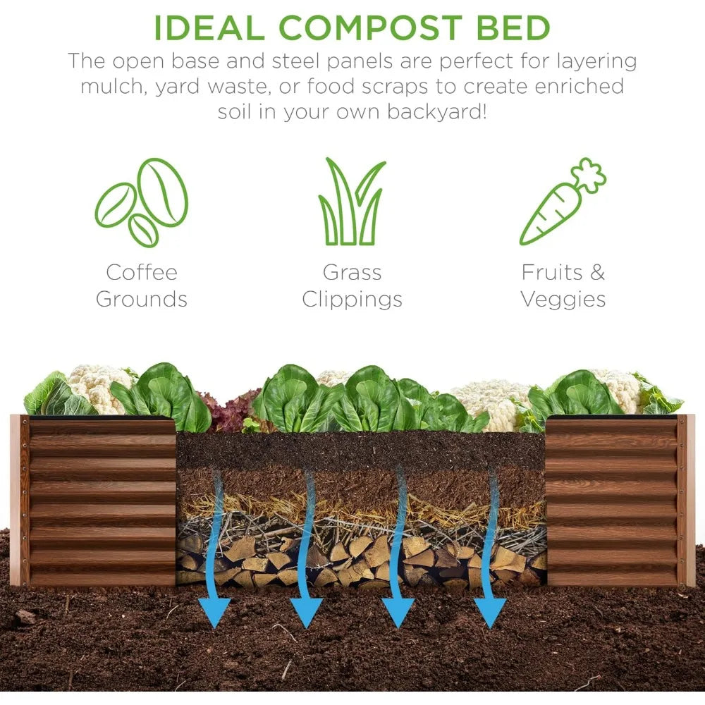 Outdoor Metal Raised Garden Bed For Vegetables Herbs And Flowers