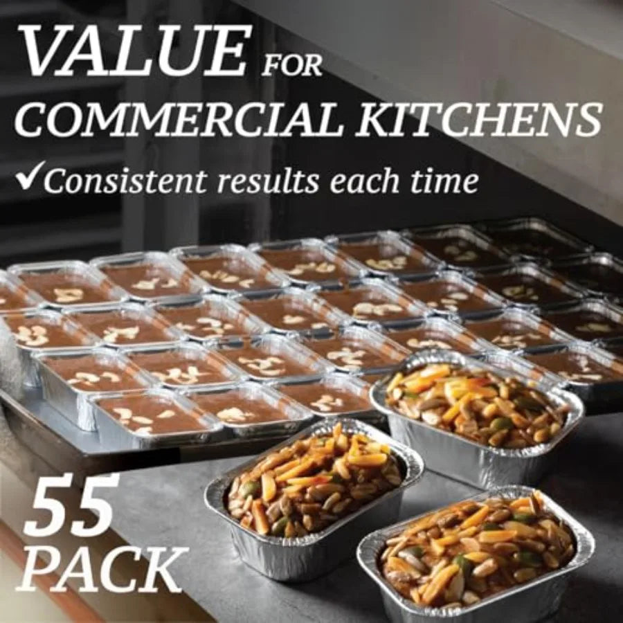 55 Pack Mini Foil Loaf Pans Disposable Aluminum Bakeware