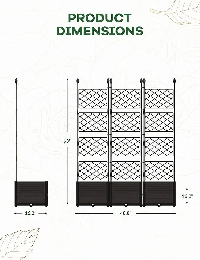 Vertical Garden Planter Box With Trellis For Climbing Plants