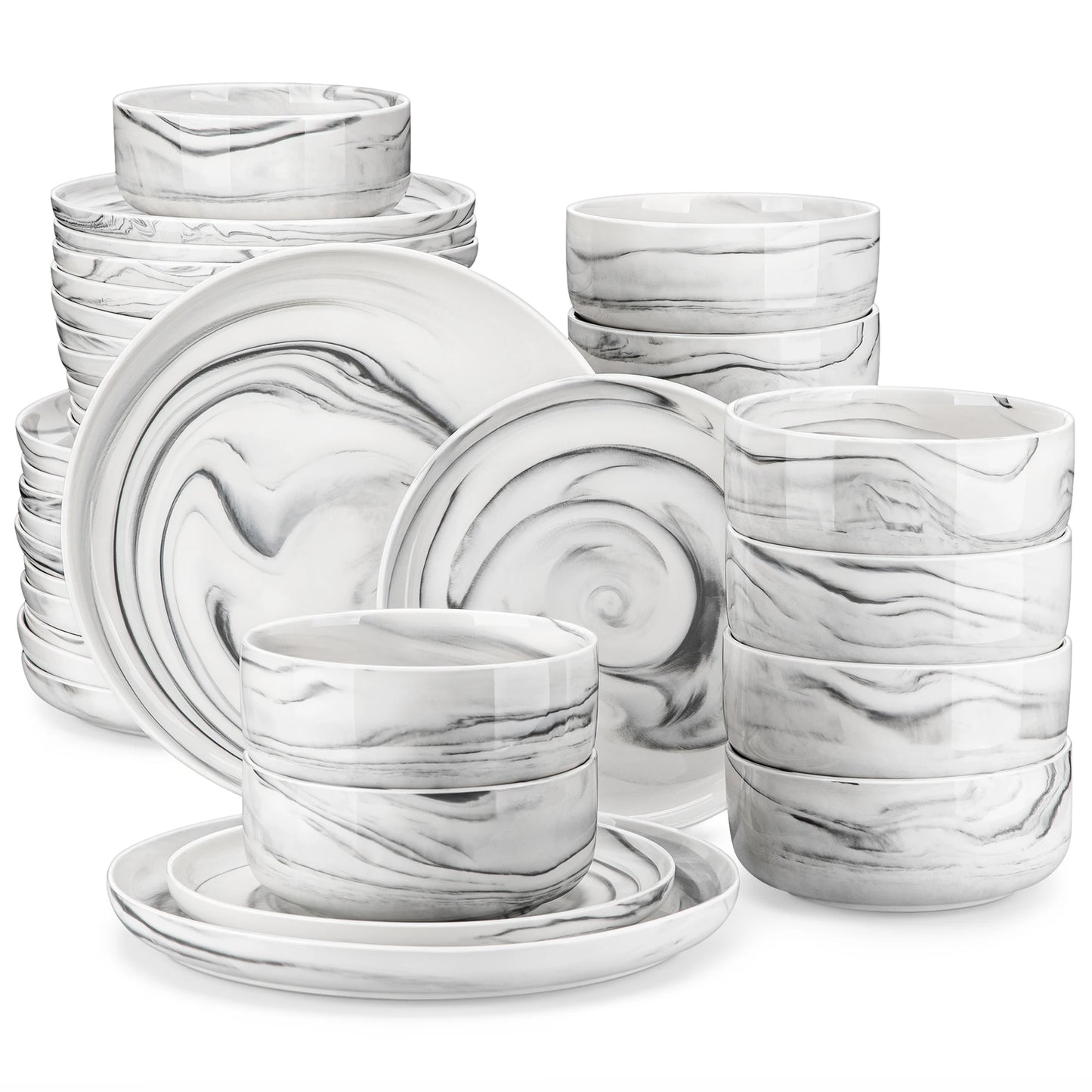 MALACASA Porcelain Dinnerware Set Elegant Everyday Tableware