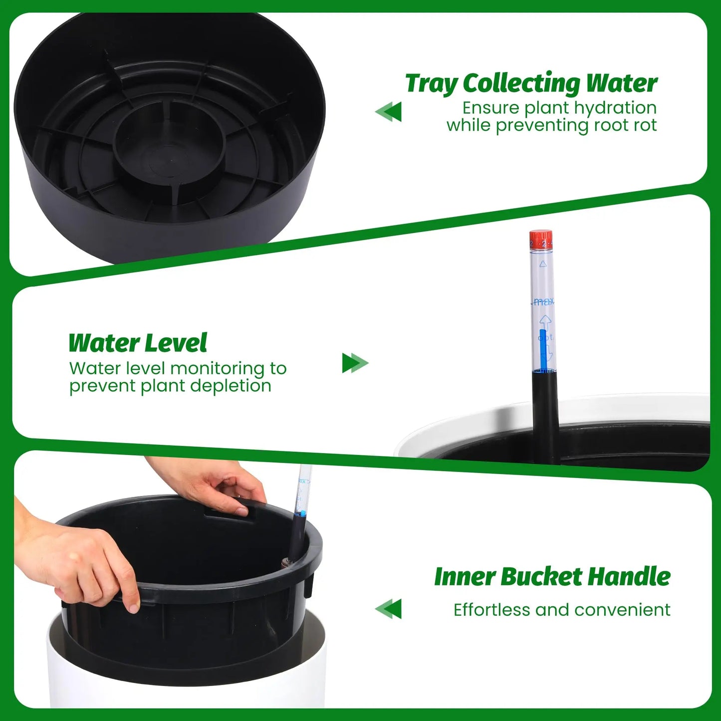HiMISS Self Watering Planters Set Of 2 With Water Level Indicator Indoor Outdoor