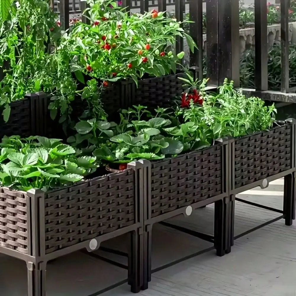 Modular Raised Garden Bed With Legs Three Unit Planter Box