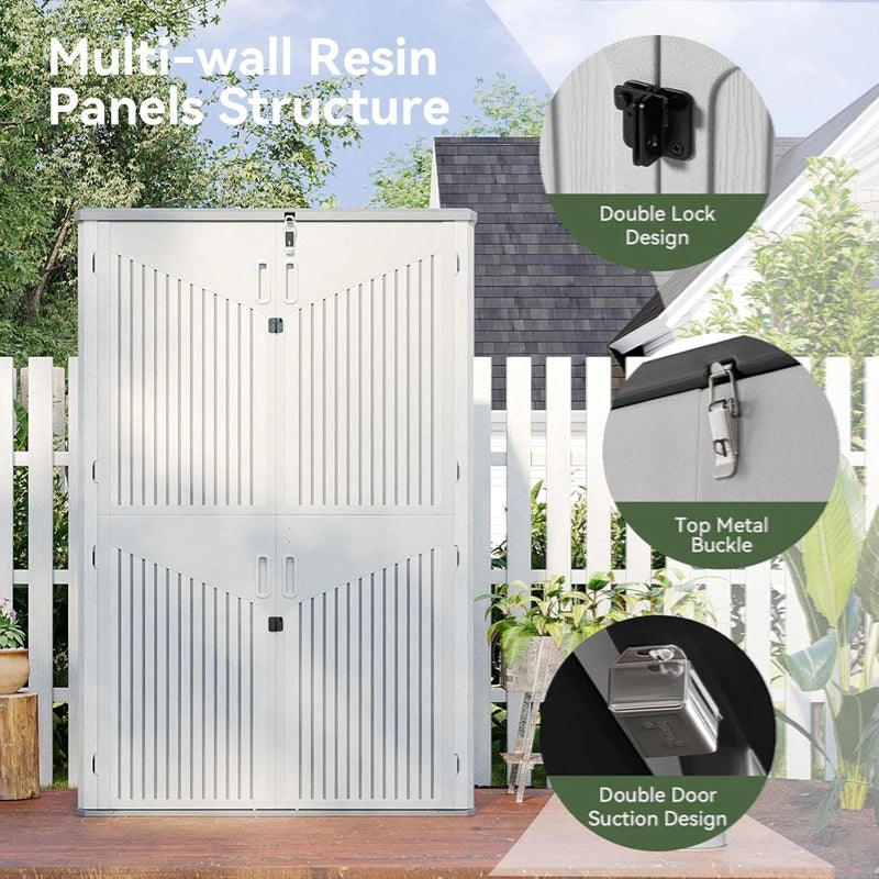 AOXUN 1800L Tall Outdoor Storage Shed With Floor Waterproof Resin