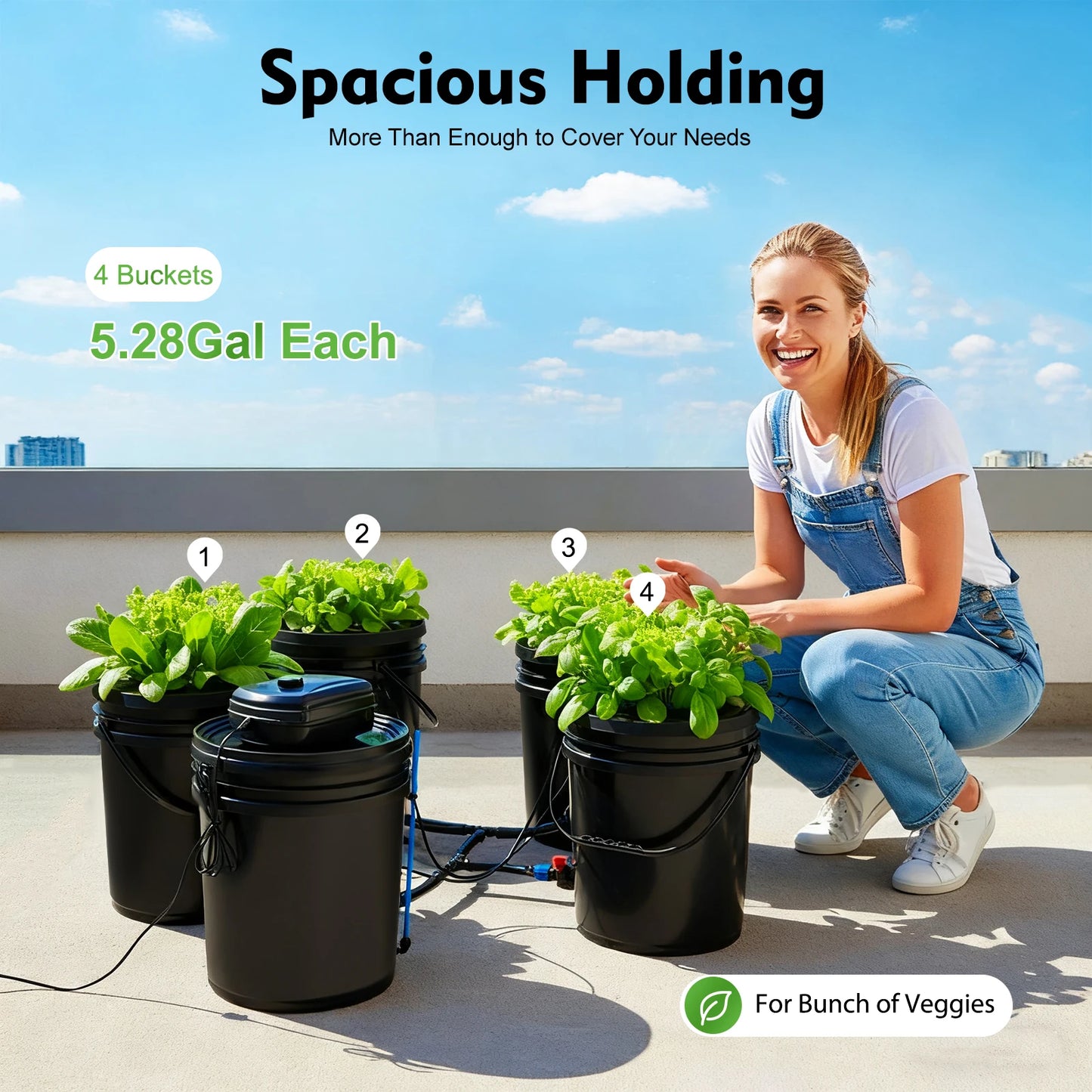 Bymaocar Hydroponics System Kit Deep Water Culture With Air Pump