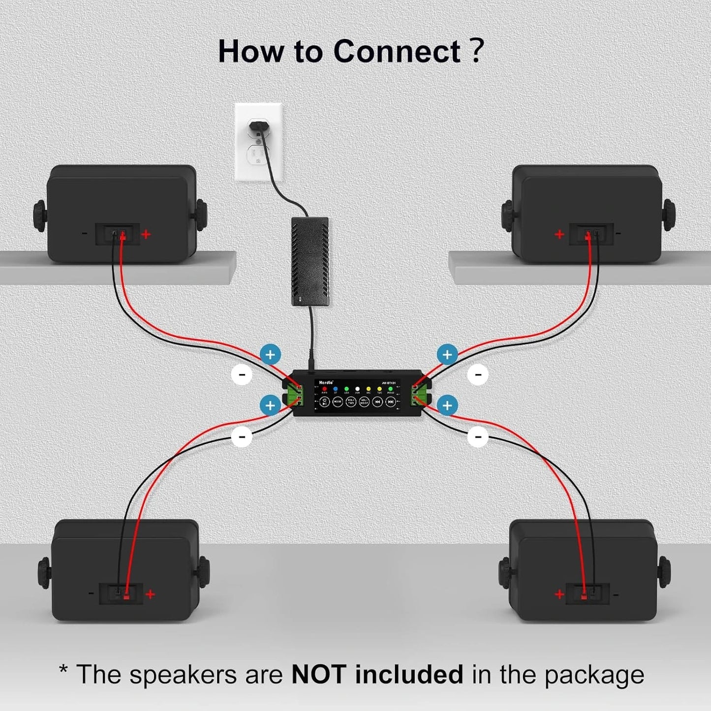 Herdio 4 Channel Bluetooth Amplifier 200W Output With 24V5A Power Supply