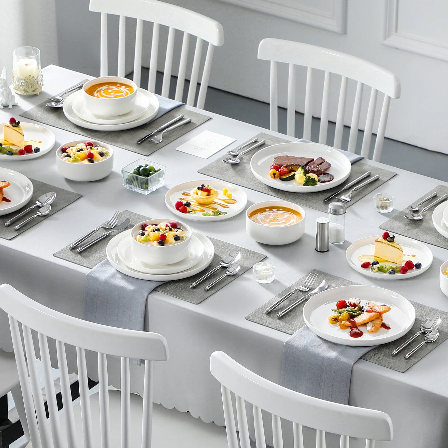 MALACASA Porcelain Dinnerware Set Elegant Everyday Tableware