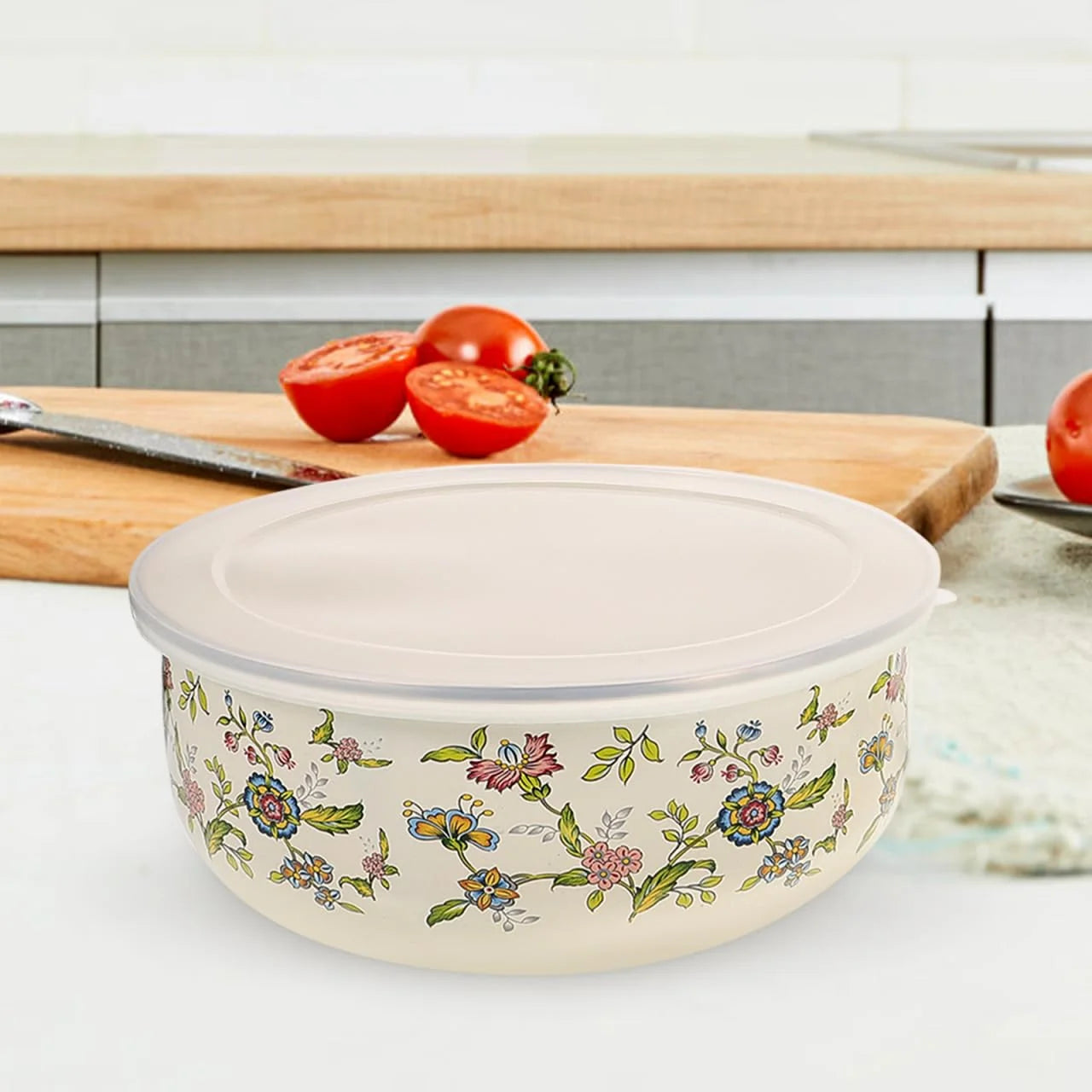 Enamel Bowls Set With Lids, 5-Piece Mixing Bowls For Storage