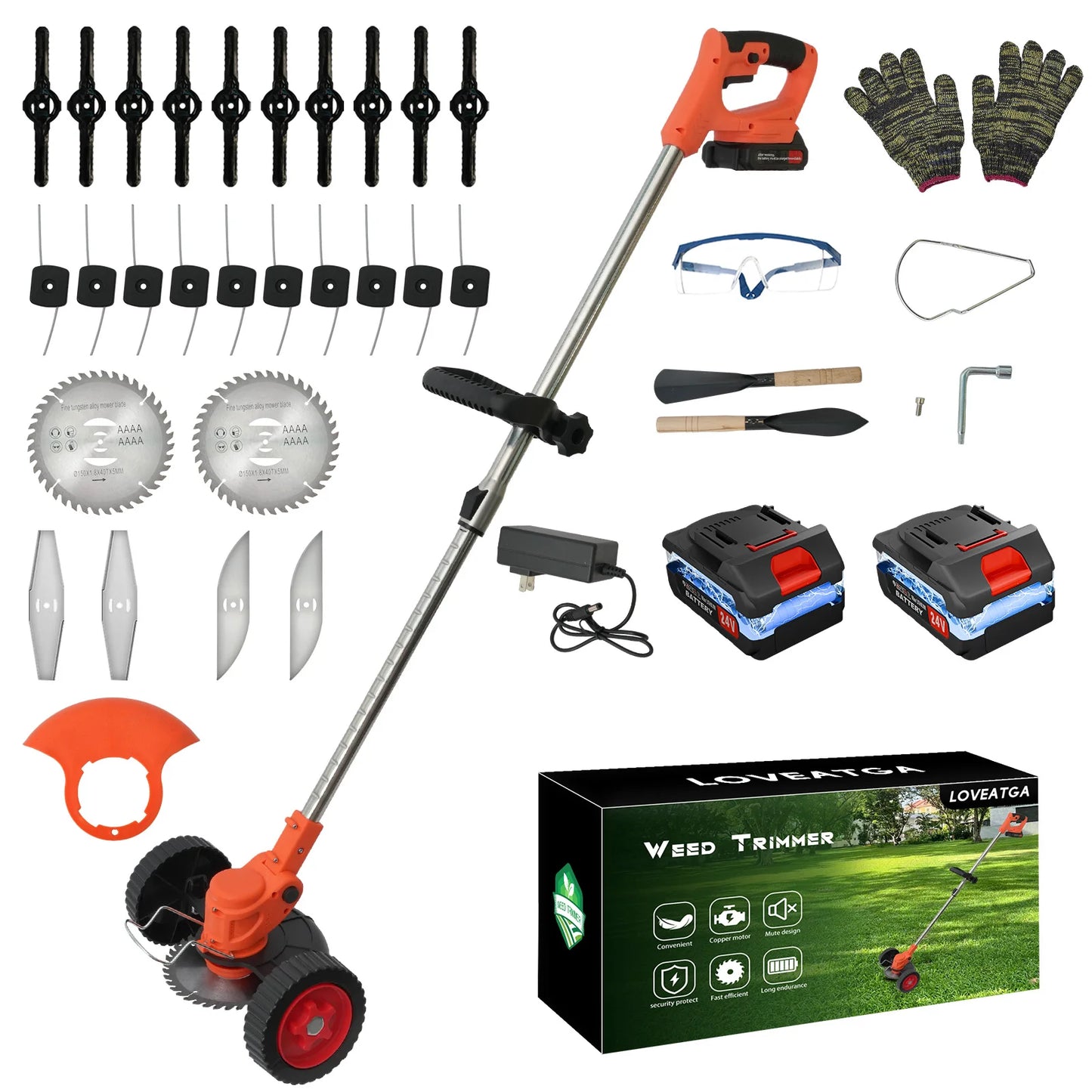 21V Cordless Grass Trimmer 3in1 Edger Mower With Batteries