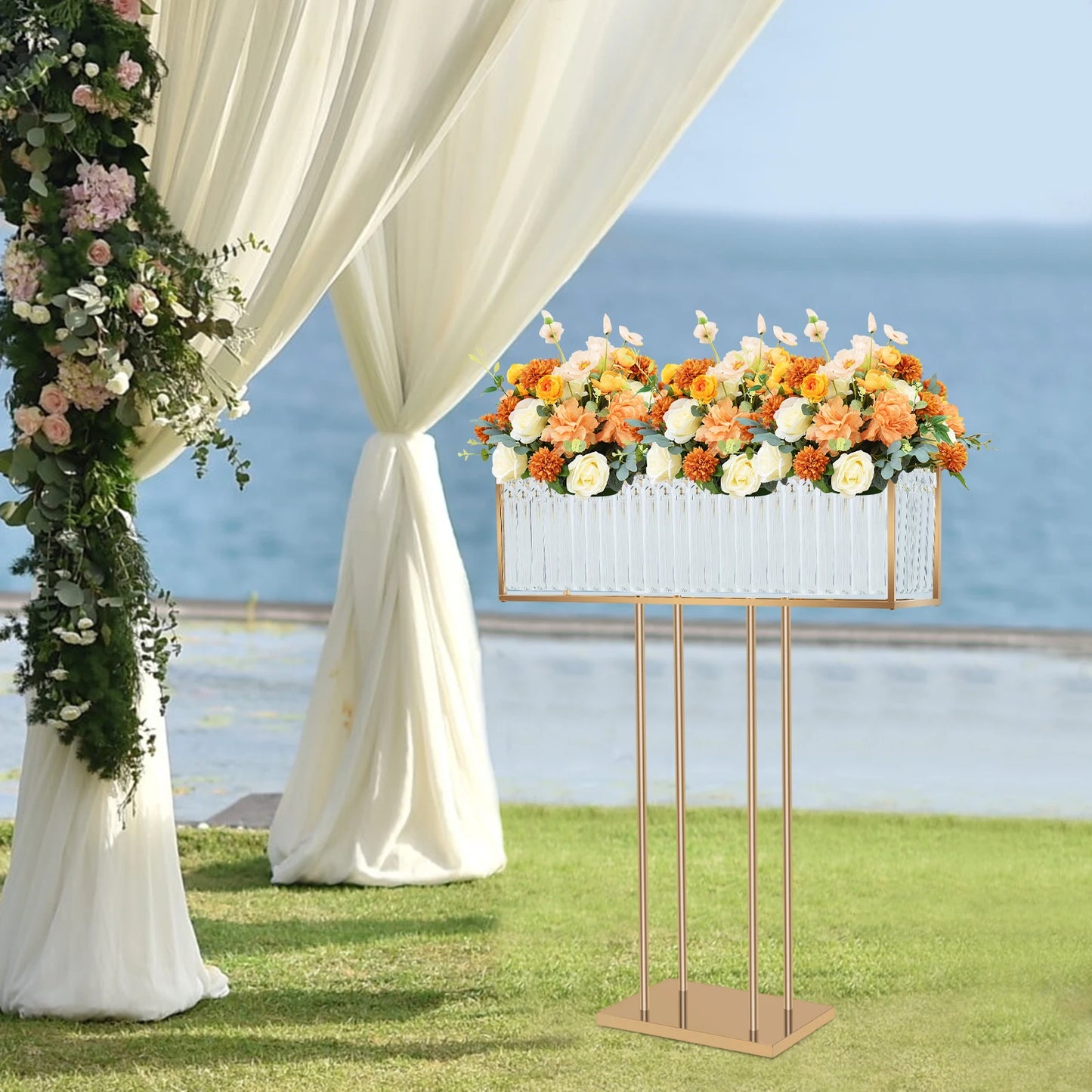 Bymaocar Crystal Wedding Flower Stand Iron Frame For Event Decor