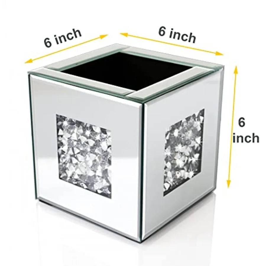 Crushed Diamond Mirrored Vase Decorative Crystal Glass Centerpiece