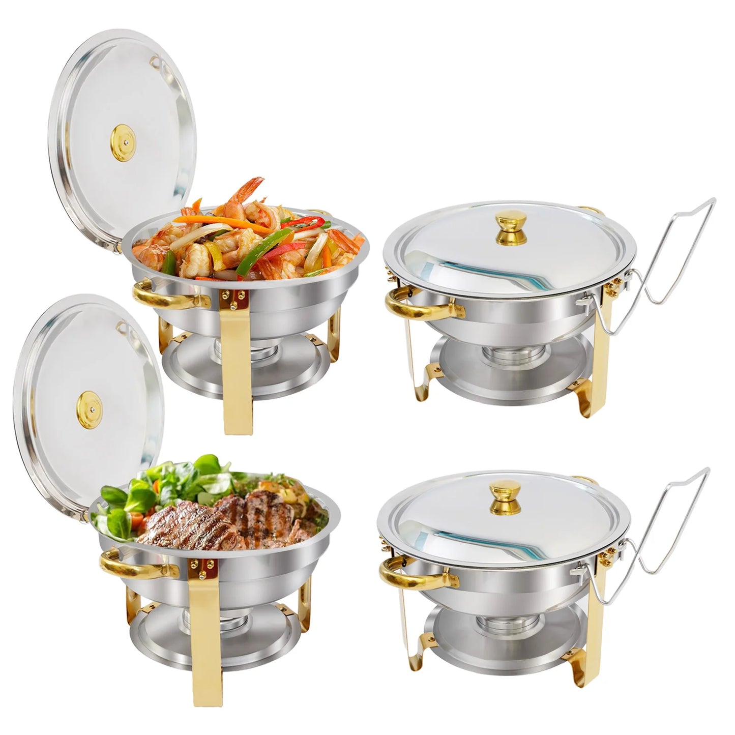Stainless Steel Chafing Dish Buffet Set With Half Gold Plating