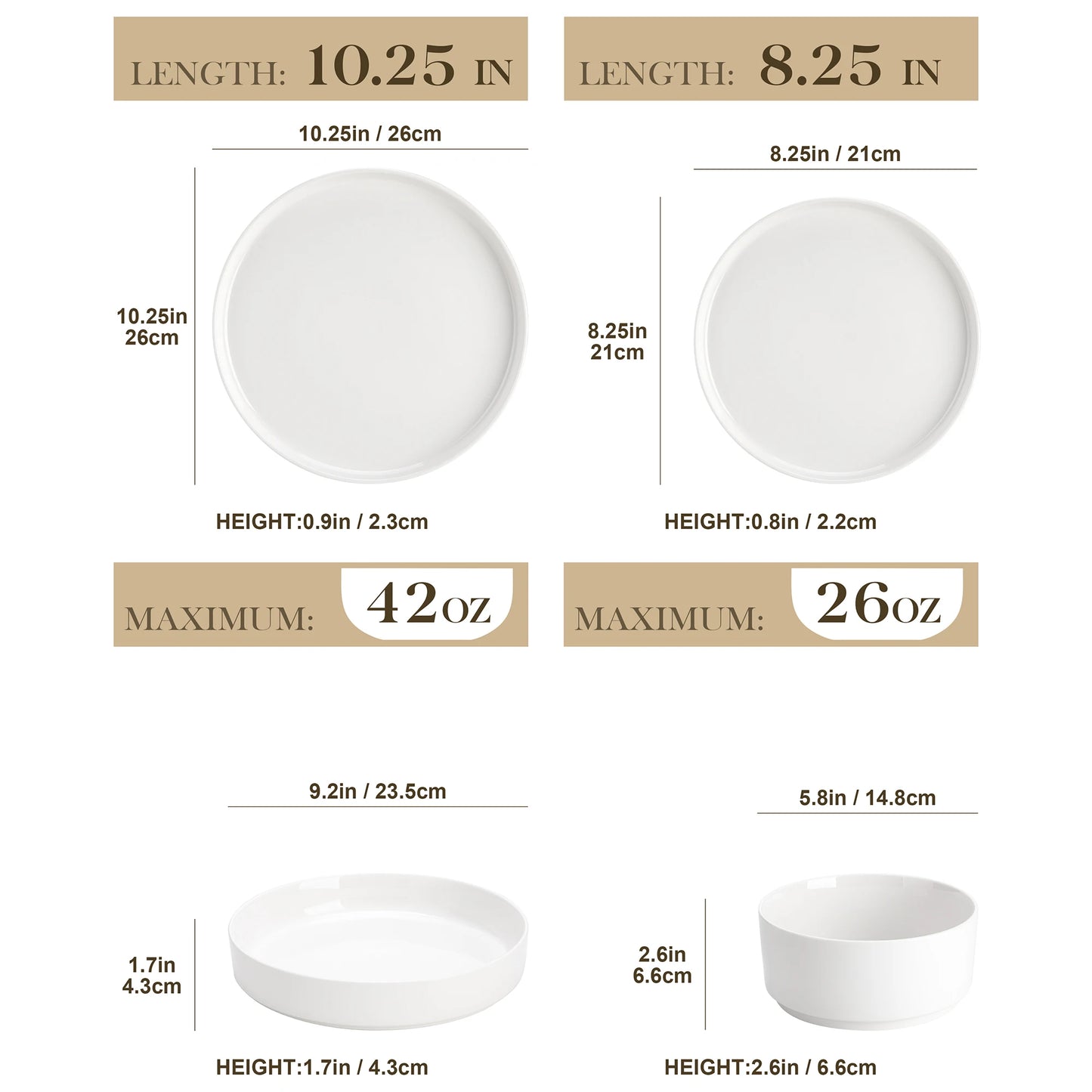 MALACASA Ceramic Dinner Plate Set Everyday Dinnerware