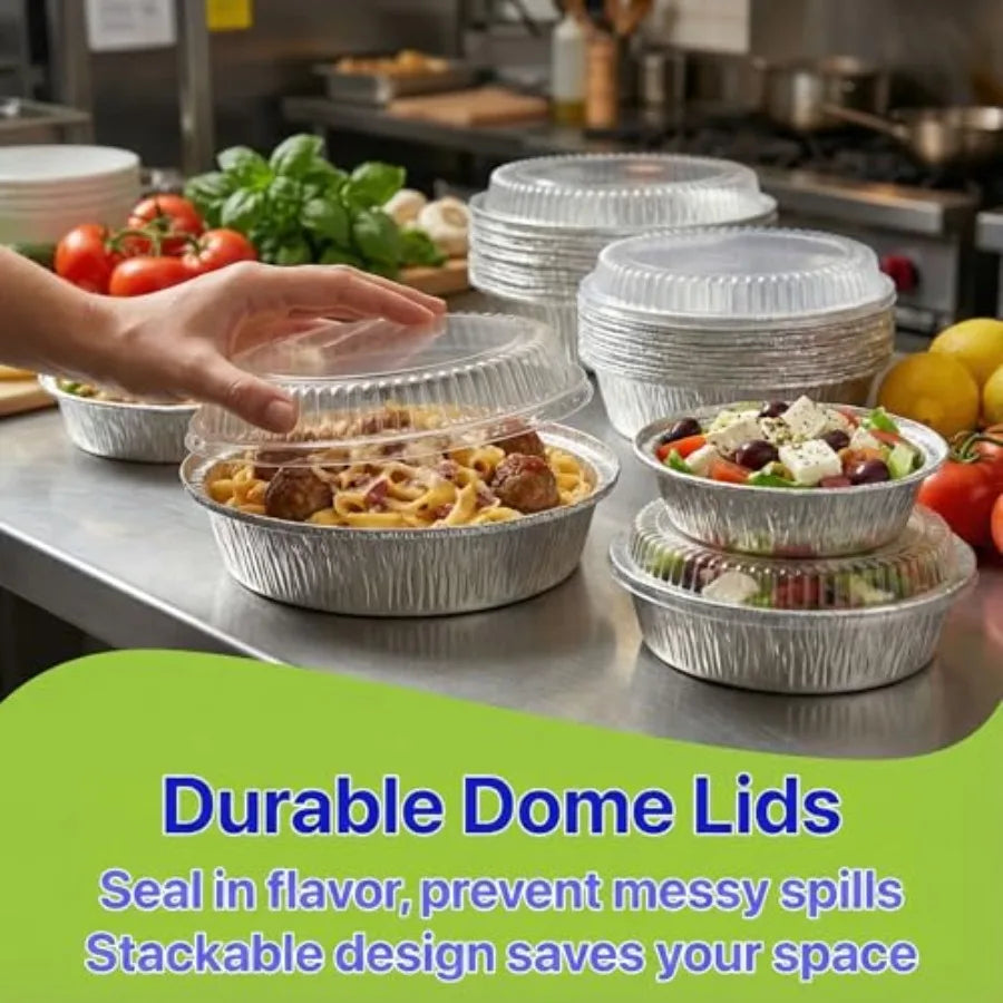 Aluminum Foil Pans With Clear Dome Lids Recyclable Containers