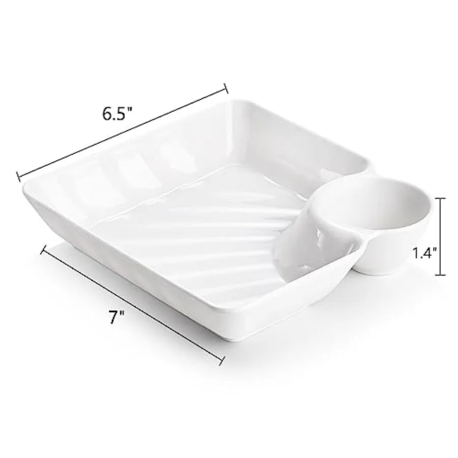 Plastic Chips and Dip Plate Set with Dipping Saucer