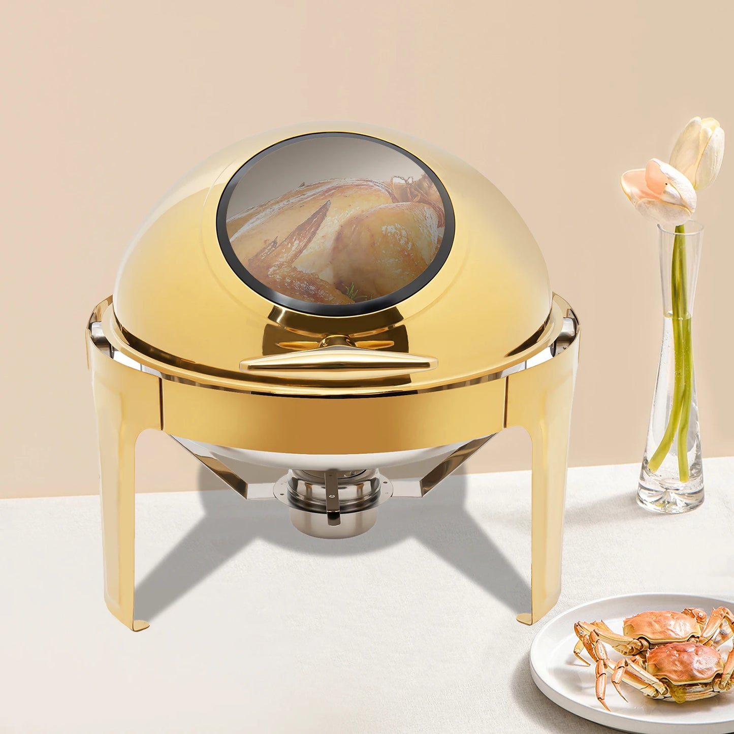 Round Chafing Dish Buffet Set With Thick Frame For Weddings
