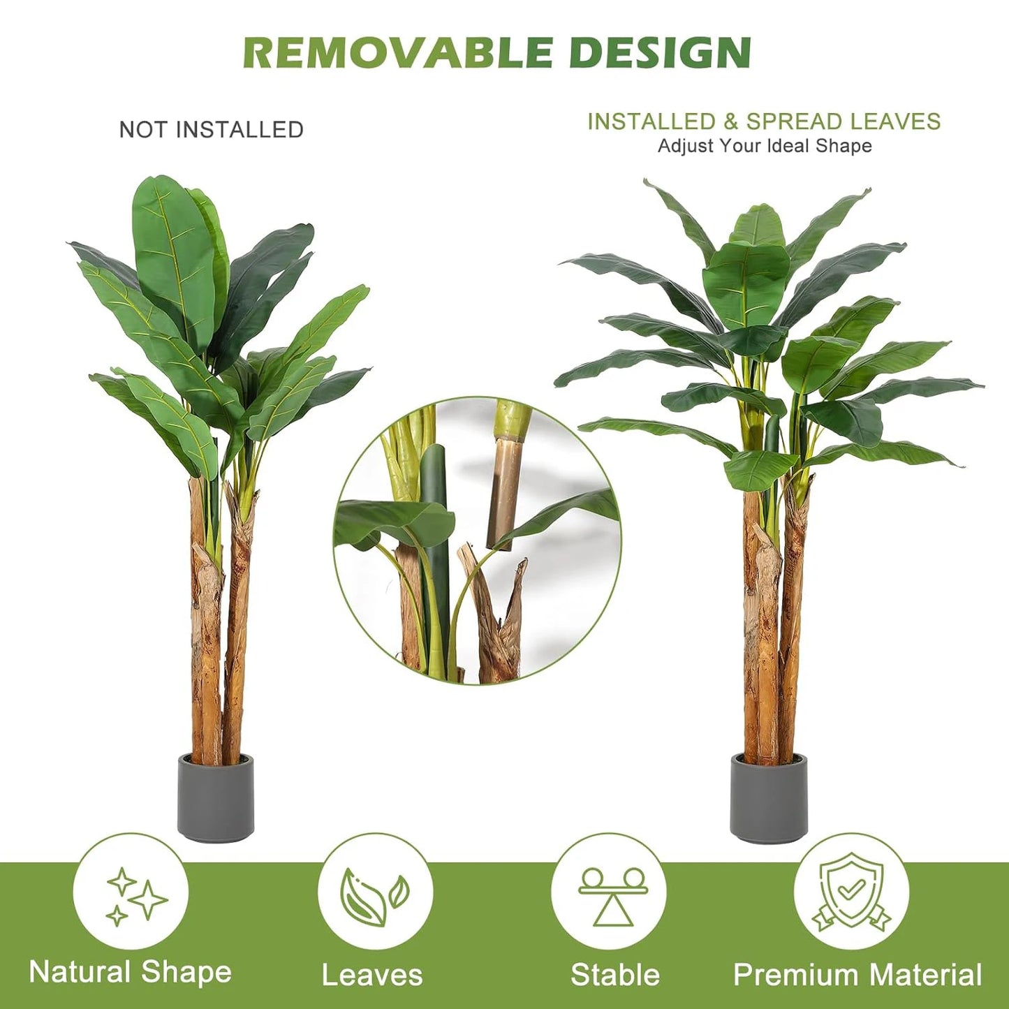 HiMISS Artificial Banana Tree Planter for Home and Office Decor