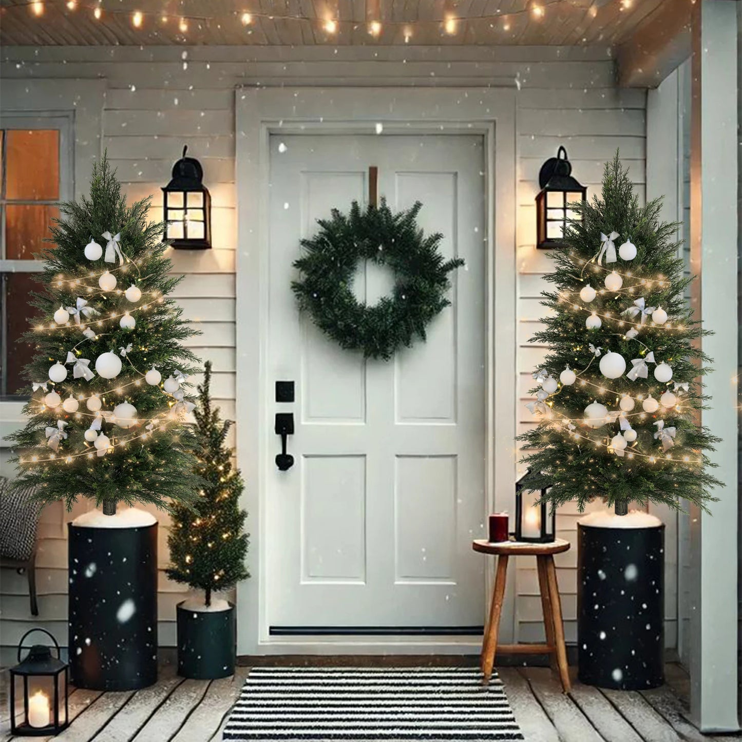 Artificial Cedar Topiary Trees Lifelike Faux Plants for Home Decor