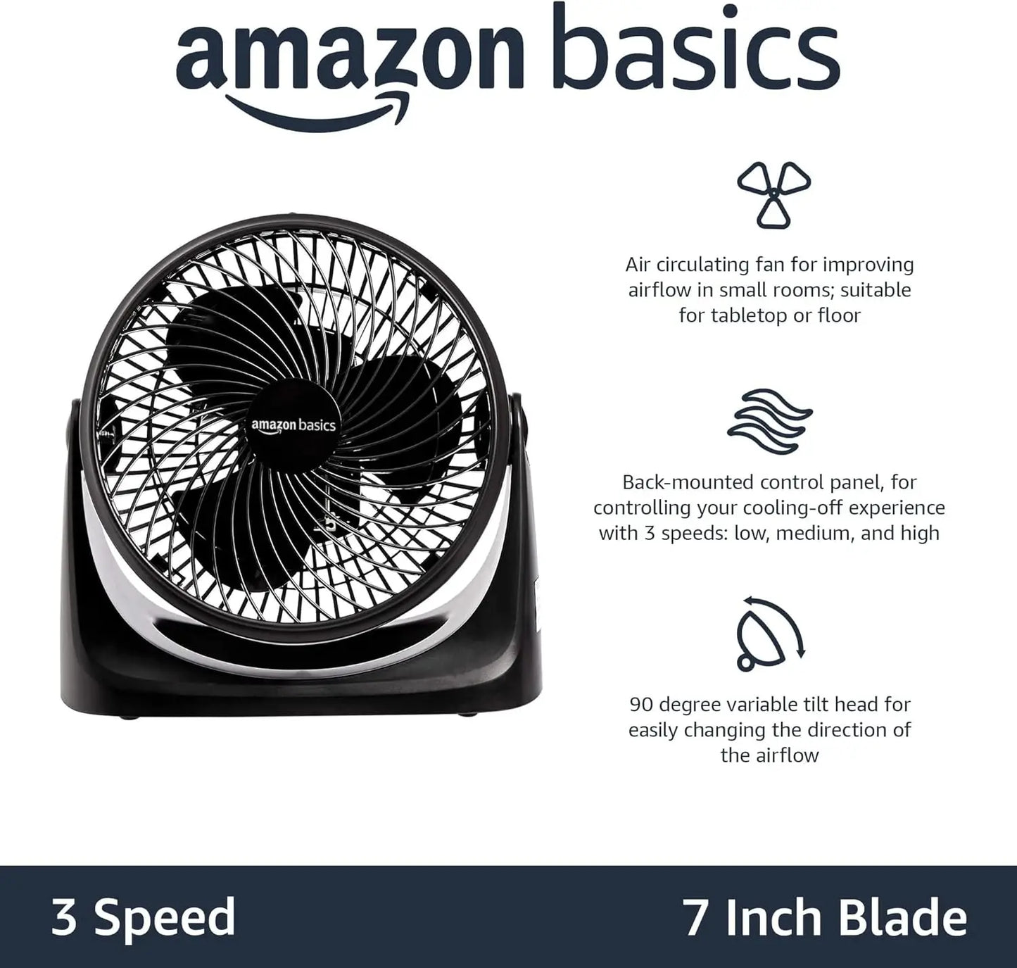 Air Circulator Desk Fan For Bedroom Office With Tilting Head