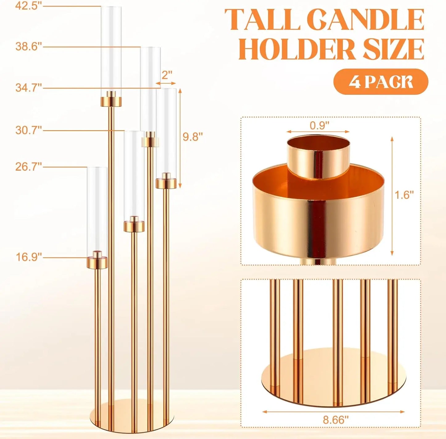 Metal Floor Candelabra Set For Wedding 5-Arm Centerpiece Candlesticks