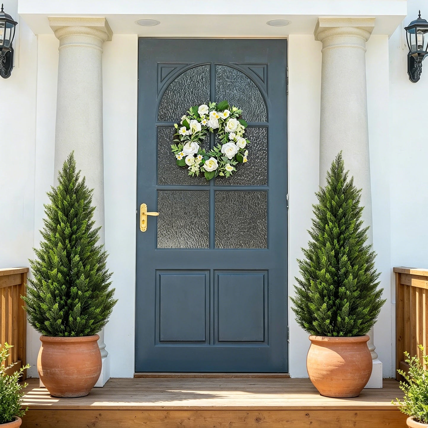 Artificial Cedar Topiary Trees Lifelike Faux Plants for Home Decor