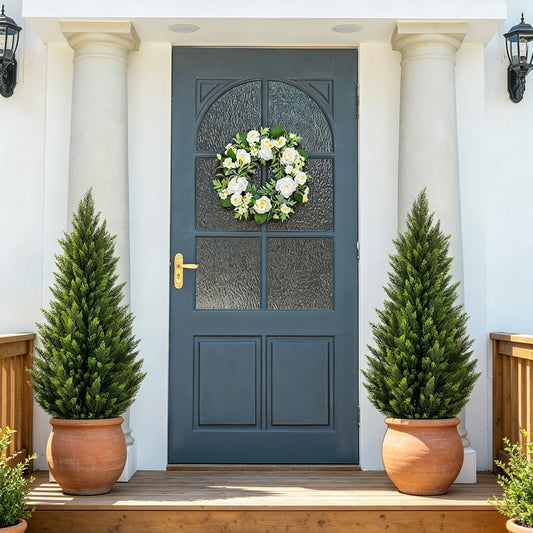 Artificial Cedar Topiary Trees Lifelike Faux Plants for Home Decor