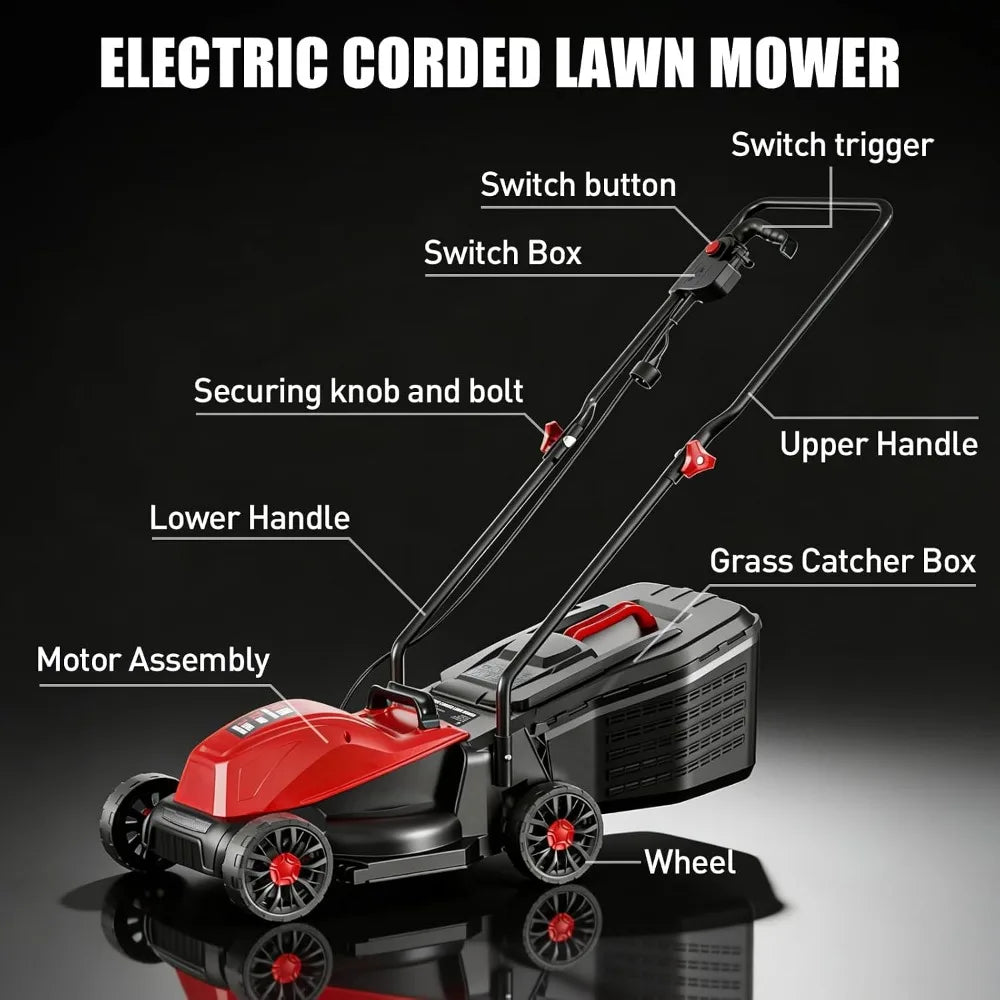 Electric Corded Lawn Mower 12 Amp Push Button Start