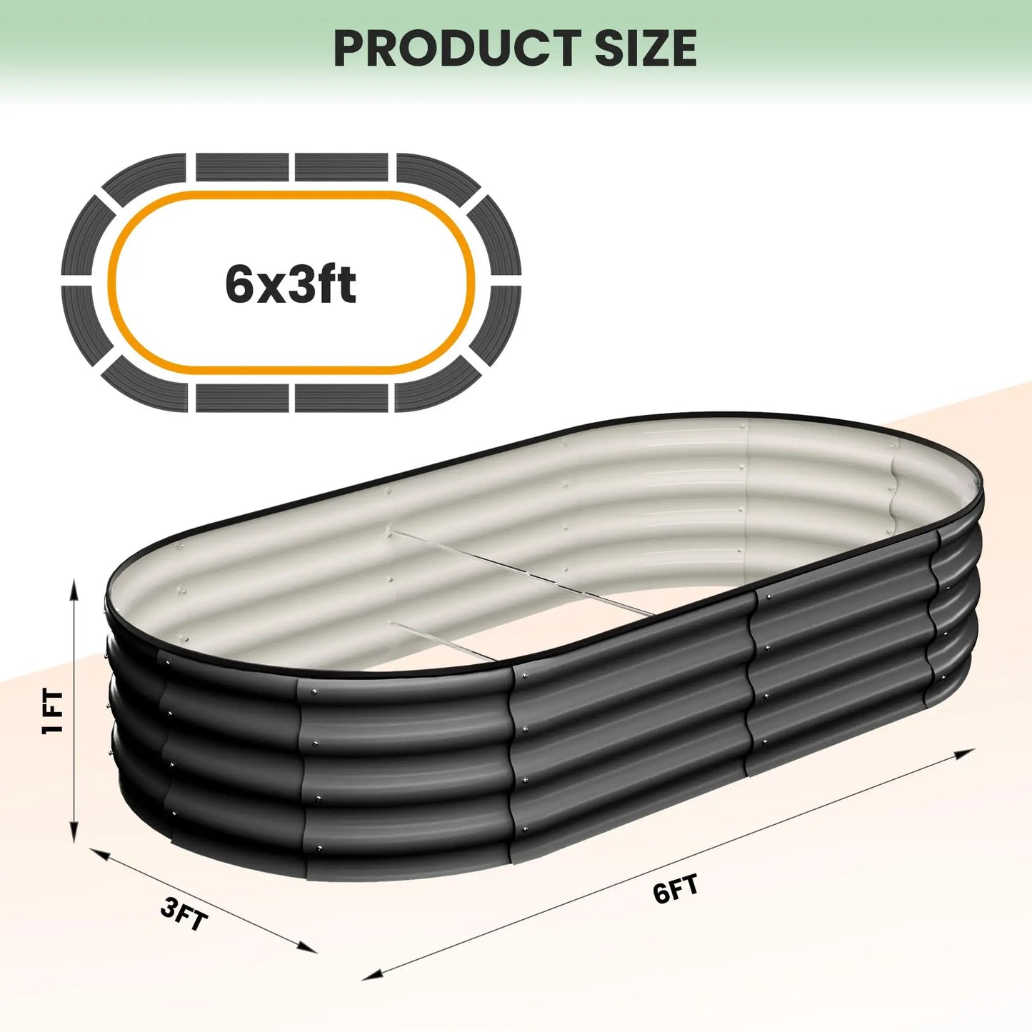 HiMISS 2 Pack Oval Galvanized Steel Raised Garden Bed