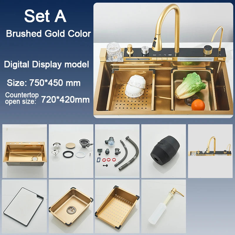 Rozin Stainless Steel Kitchen Sink With Faucet Single Bowl
