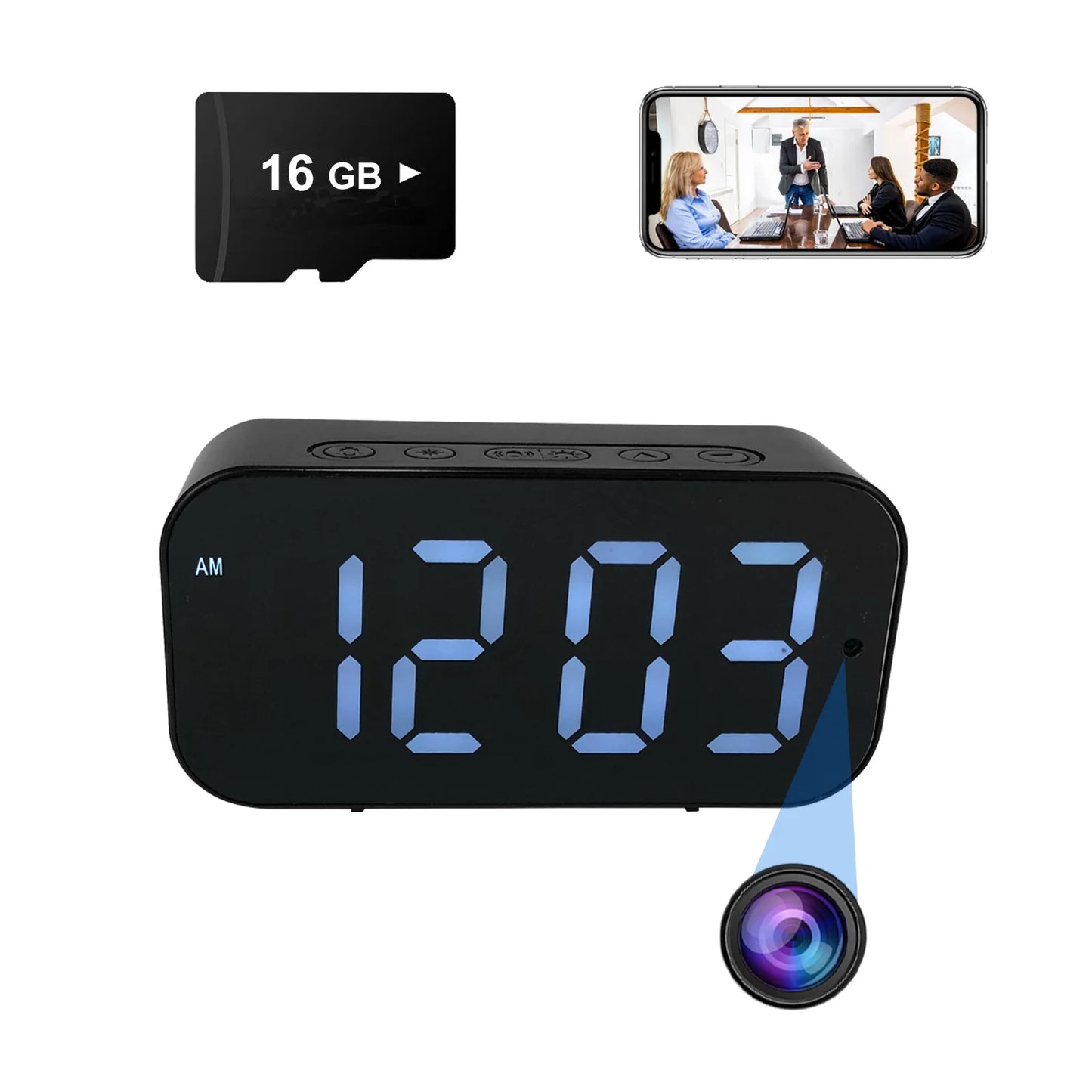 Ouvis WiFi Clock Camera 1080P HD Motion Detection Remote Viewing