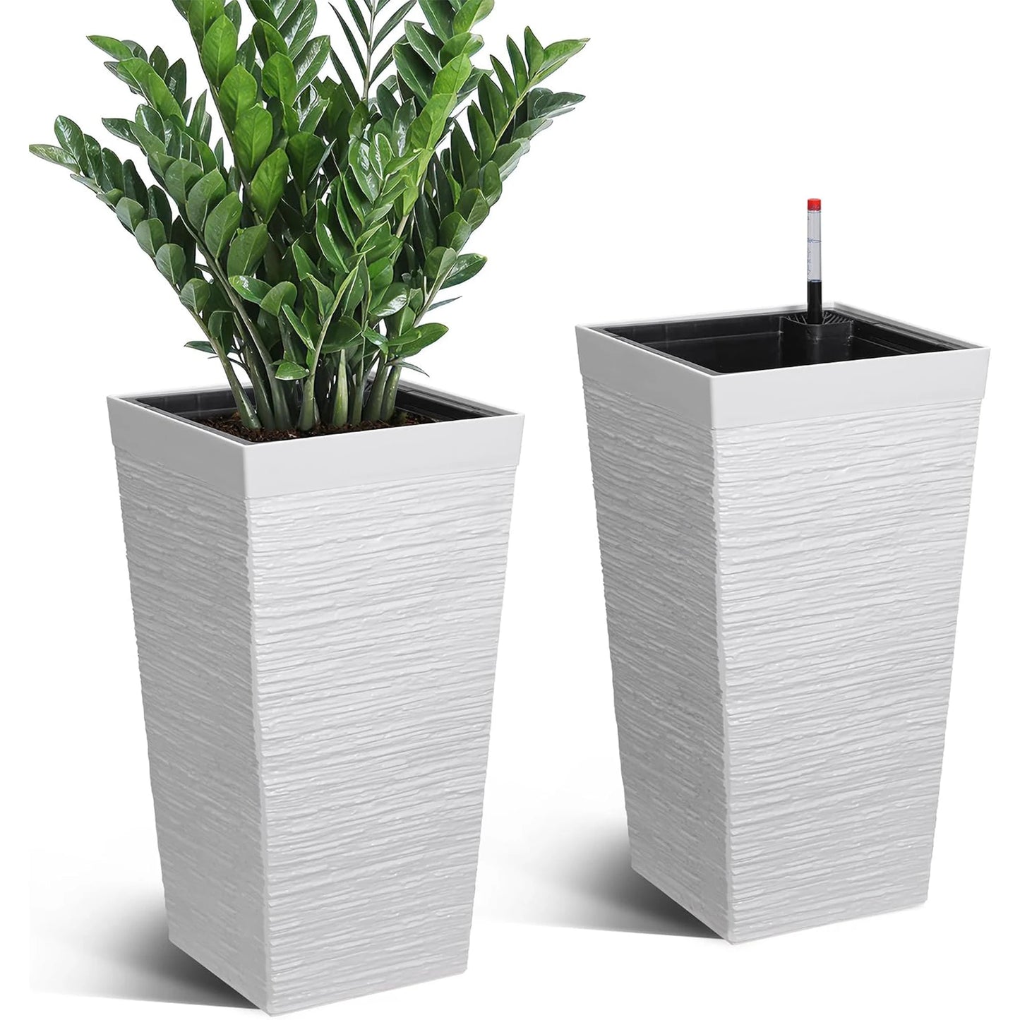 HiMISS Self Watering Planters Set Of 2 For Outdoor Porch