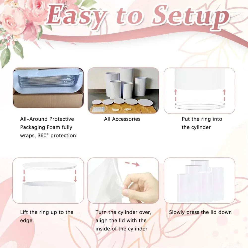 Five Cylinder Pedestal Stands for Party Wedding Cake Table Decor