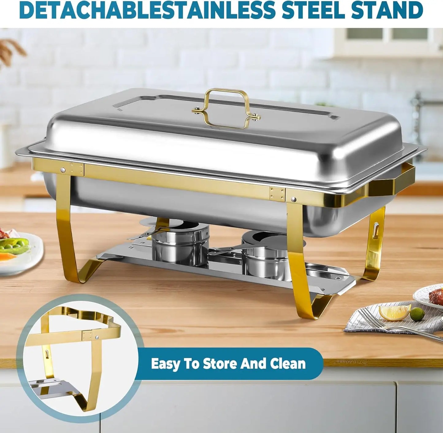 Two To Four Pack Rectangular Stainless Steel Chafing Dishes Set