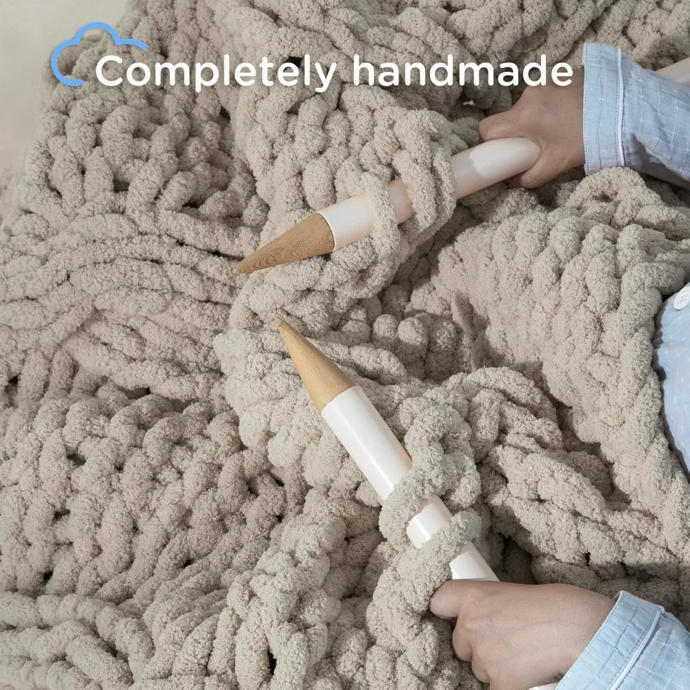 Chunky Knit Throw Blanket 100% Handmade Soft Cotton