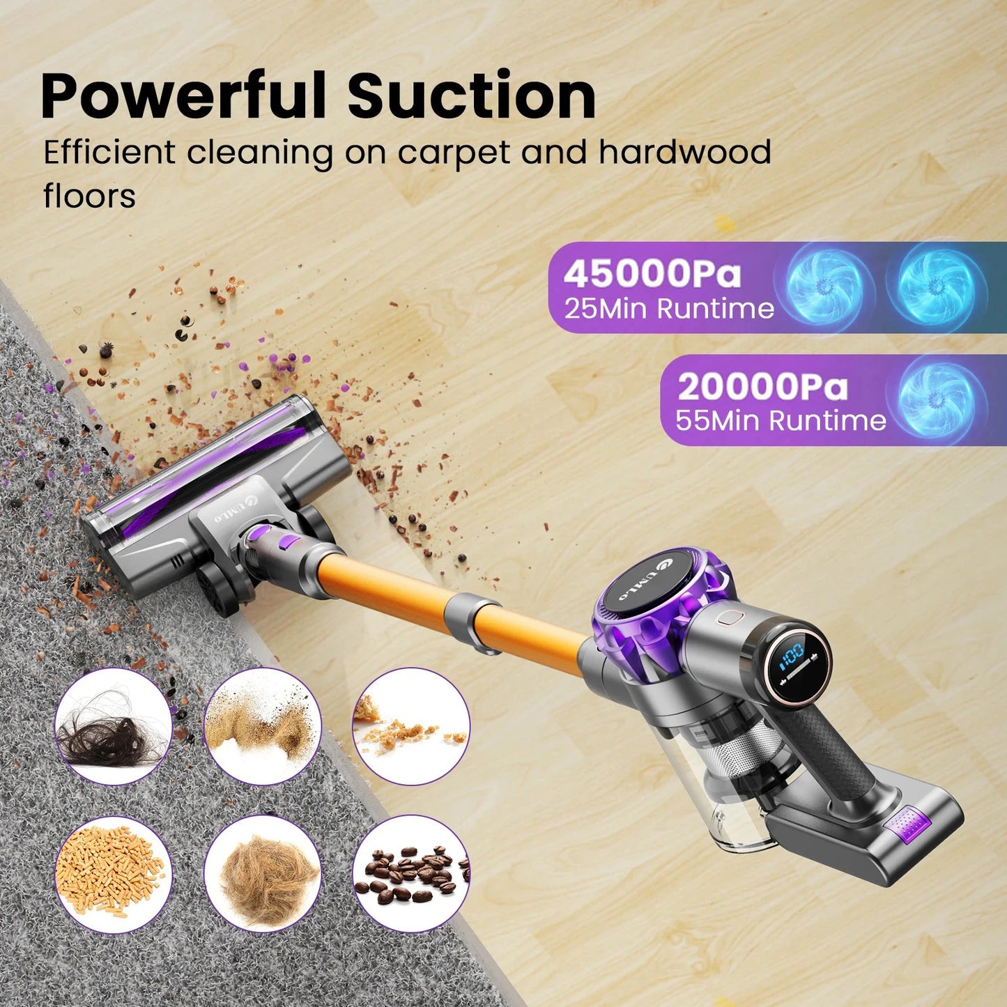 INSE S3P Cordless Vacuum Cleaner 45KPa Powerful 55 Min Runtime
