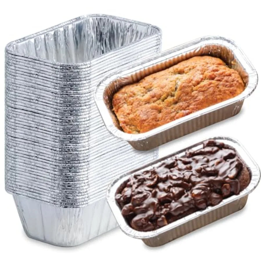 55 Pack Mini Foil Loaf Pans Disposable Aluminum Bakeware