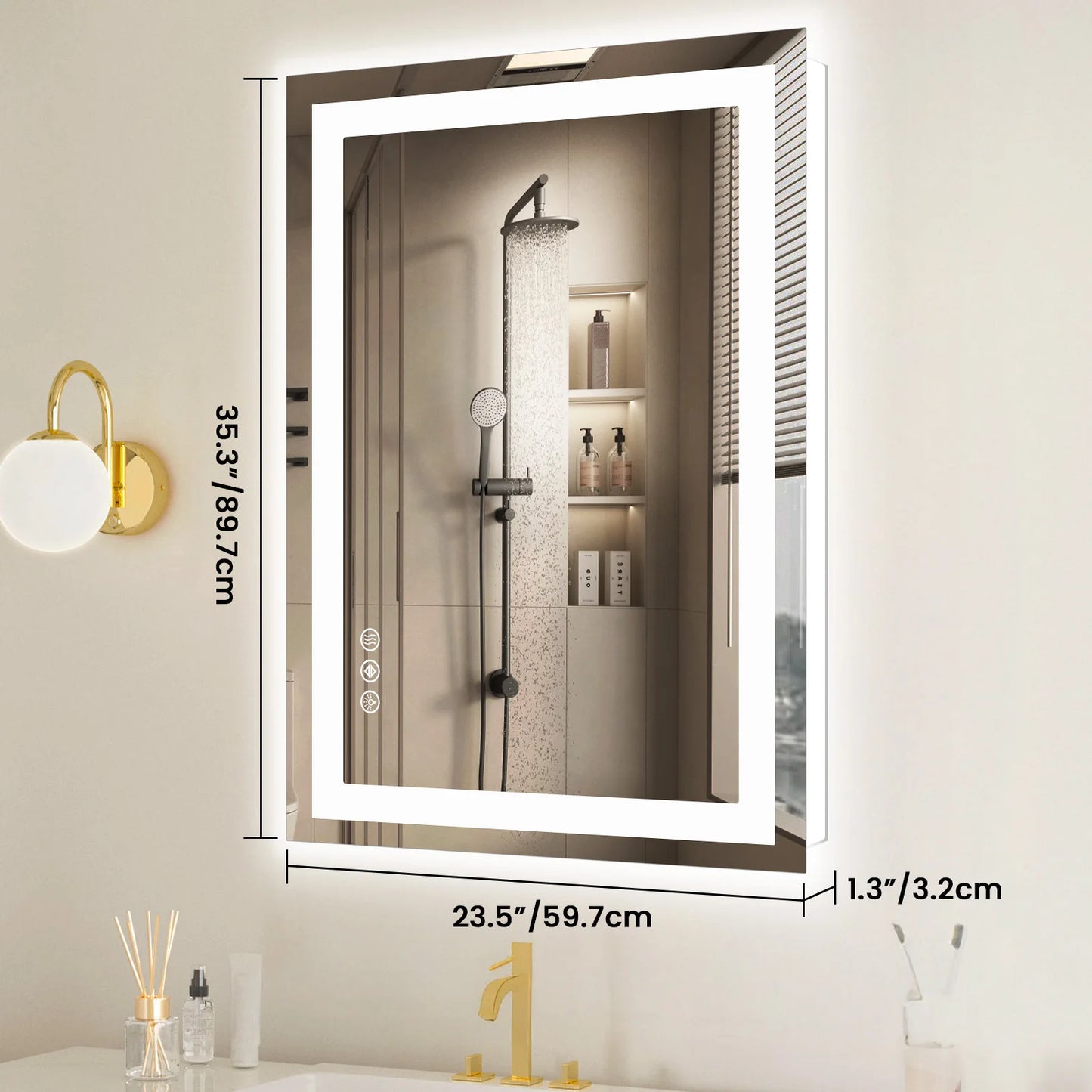 JHK 36 By 24 Inch Led Bathroom Vanity Mirror With Backlight