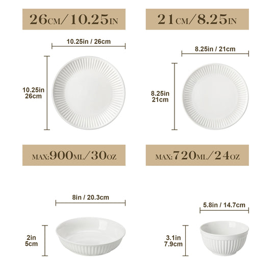 MALACASA Leila Ceramic Dinnerware Set Porcelain Tableware Collection