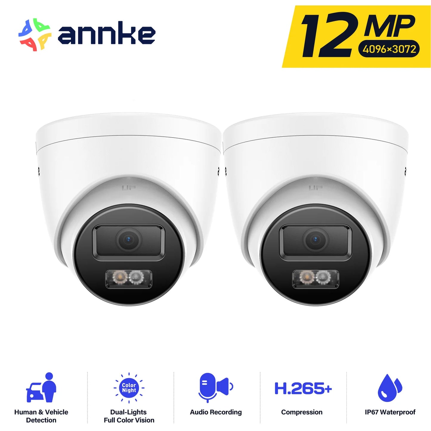 ANNKE 12MP Outdoor Dual-Light PoE Security Camera Night Vision