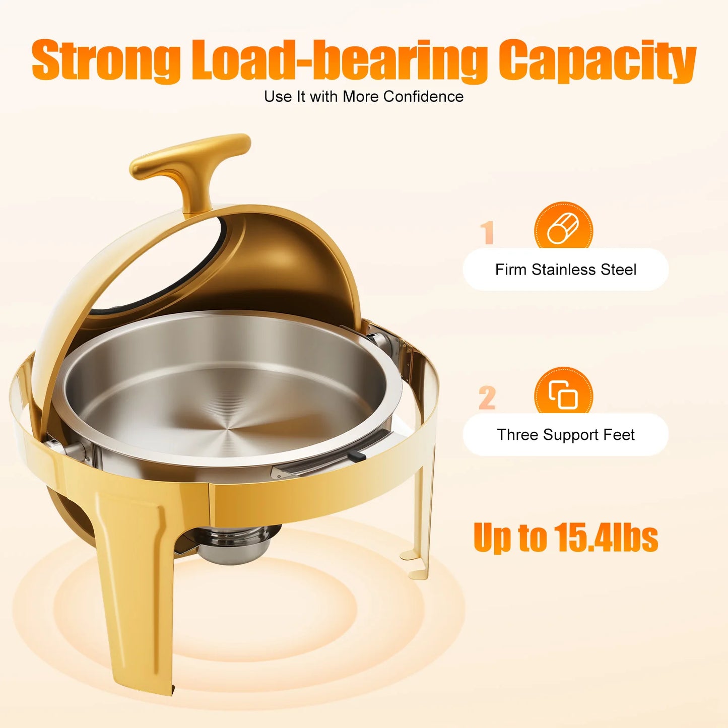 Bymaocar Round Chafing Dish With Clear Lid 90 180 Opening