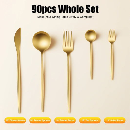 Titanium-Plated Stainless Steel Flatware Set For Weddings Dishwasher Safe