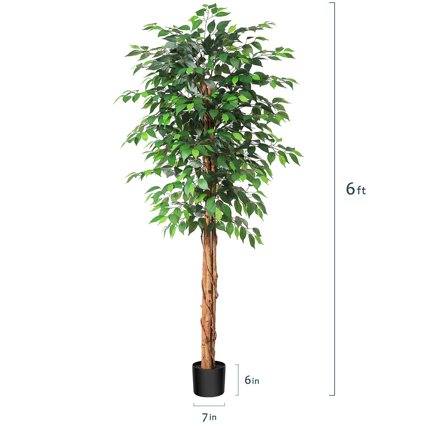 KAZEILA Artificial Ficus Tree With Silk Leaves In Nursery Pot