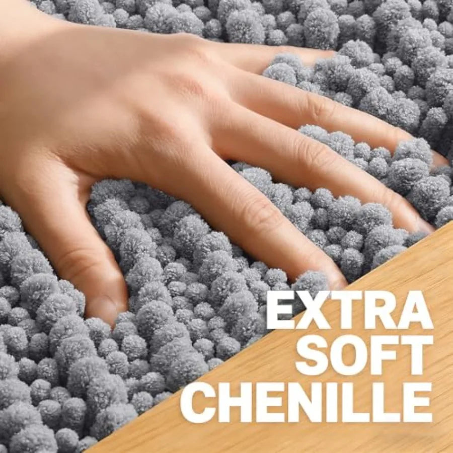Soft Thick Chenille Non Slip Bath Rug Mat Machine Washable